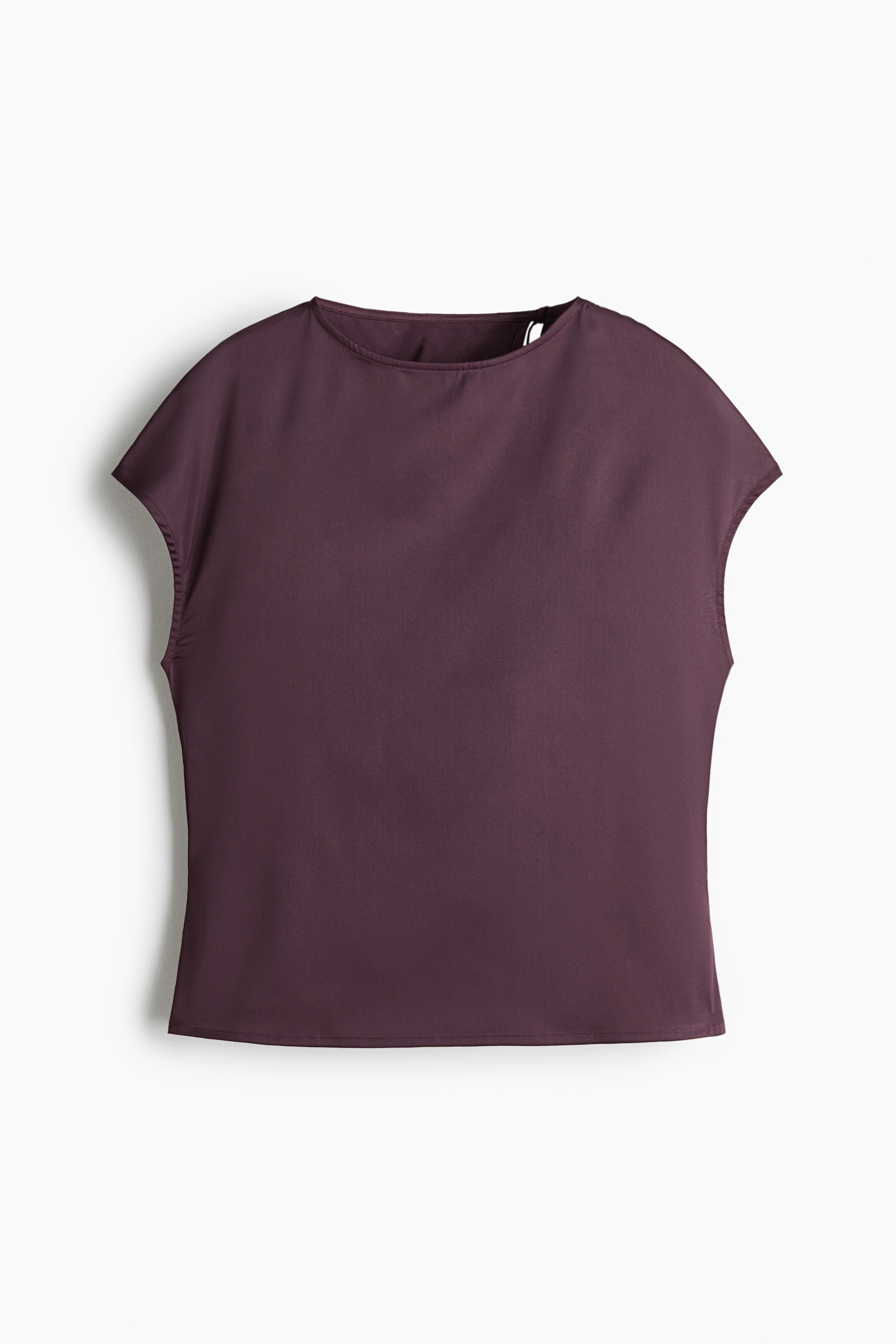 Cut-out satin top - Dark plum purple/Dusty blue/Black