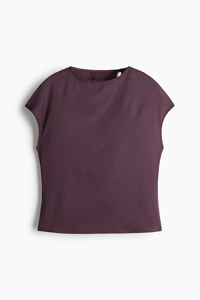 Cut-out satin top - Dark plum purple/Dusty blue/Black - 1