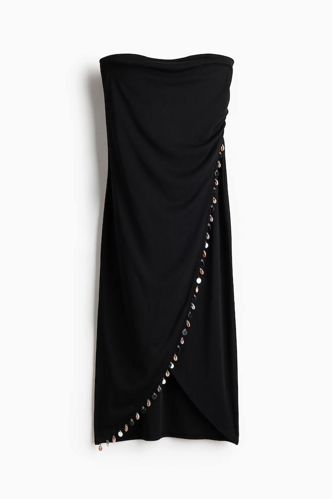 Embellished Bandeau Dress - Black - 1