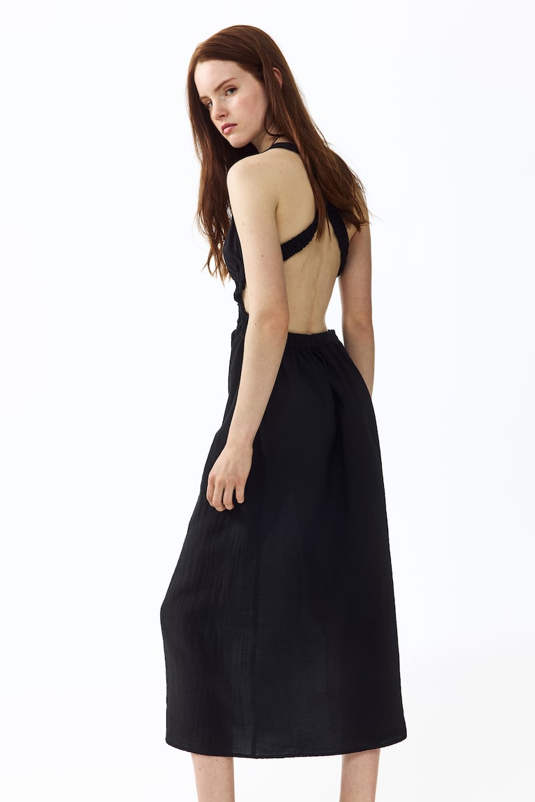denim look midi dress Drop Waist Shirtdress Height:130cm plain back our Maria midi blue Bomkai cotton dress material