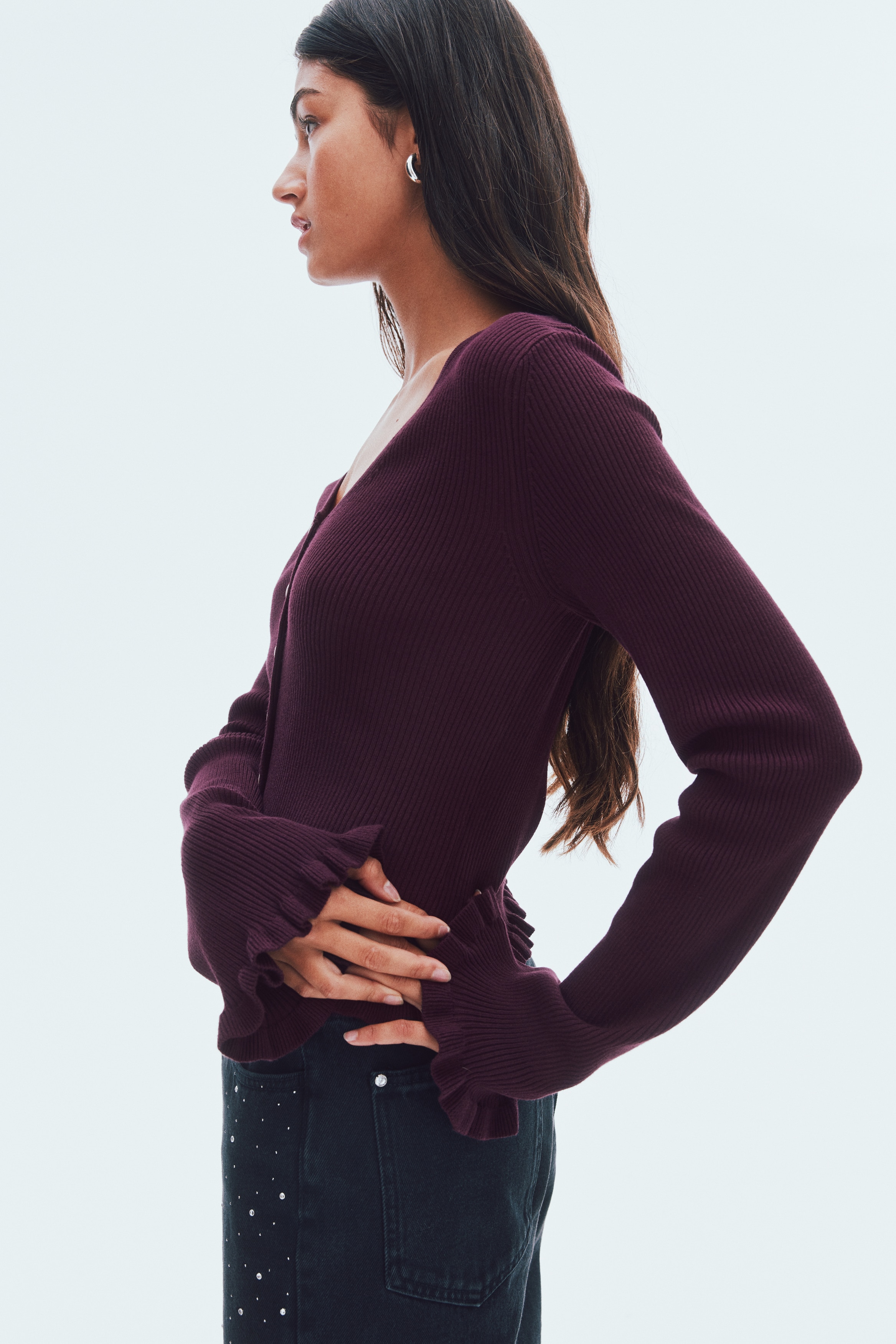 Frill-trimmed cardigan