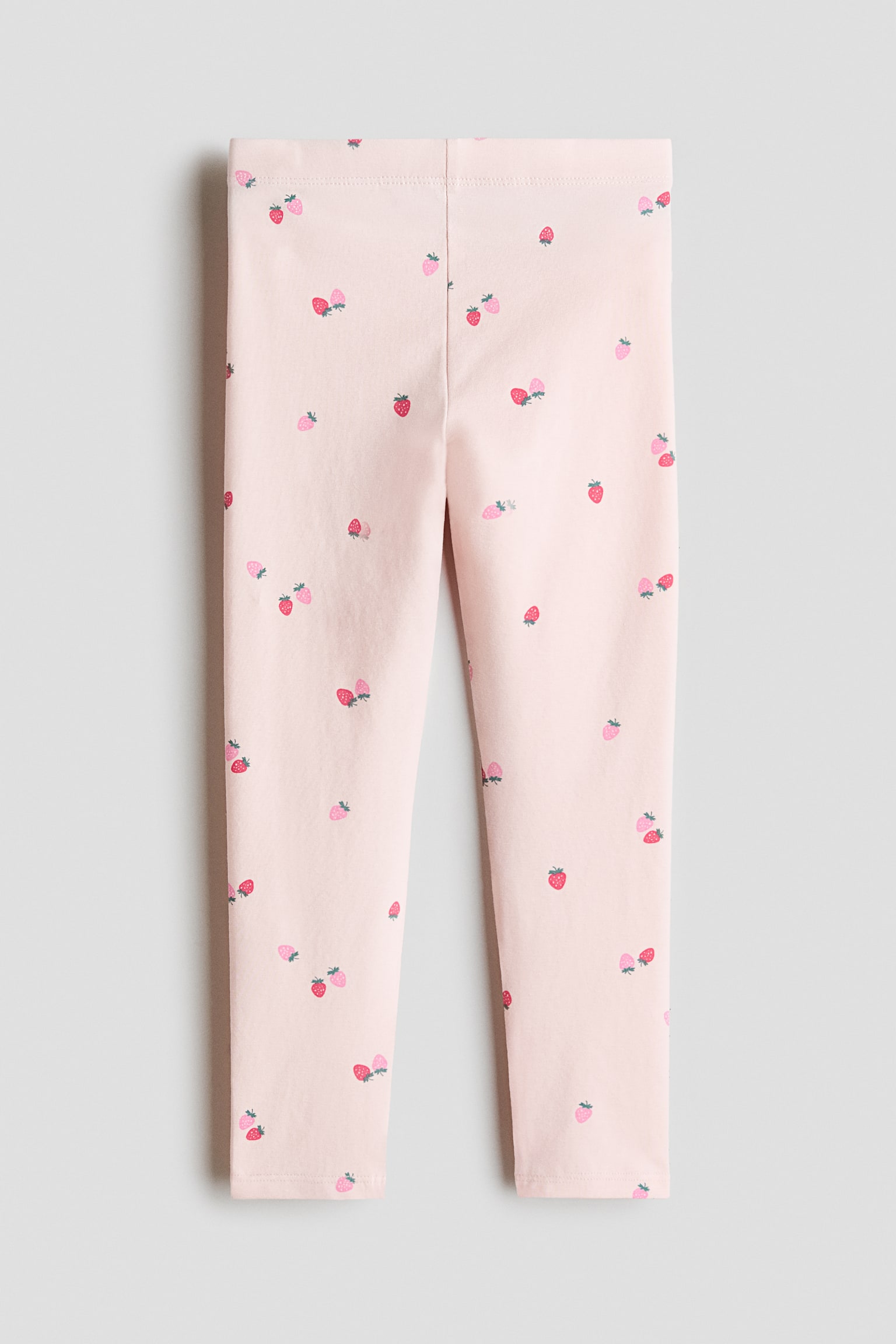 Leggings i jersey med tryk - Lys rosa/Jordbær