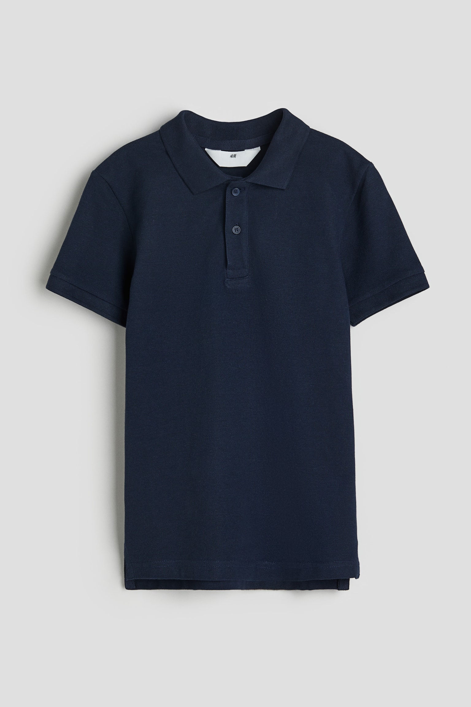 Cotton Piqué Polo Shirt - Navy blue/White/Black - 1