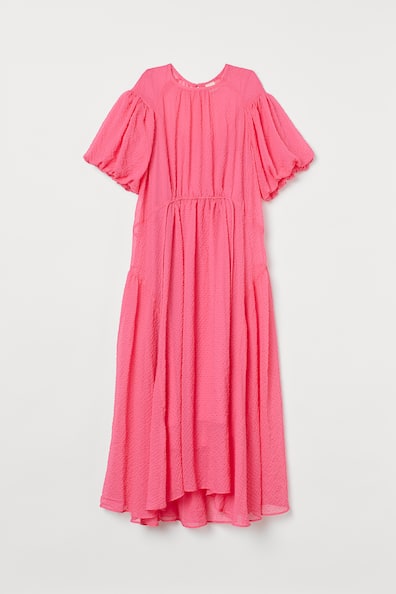 Wide dress - Round neck - Short sleeve - Pink - Ladies | H&M GB