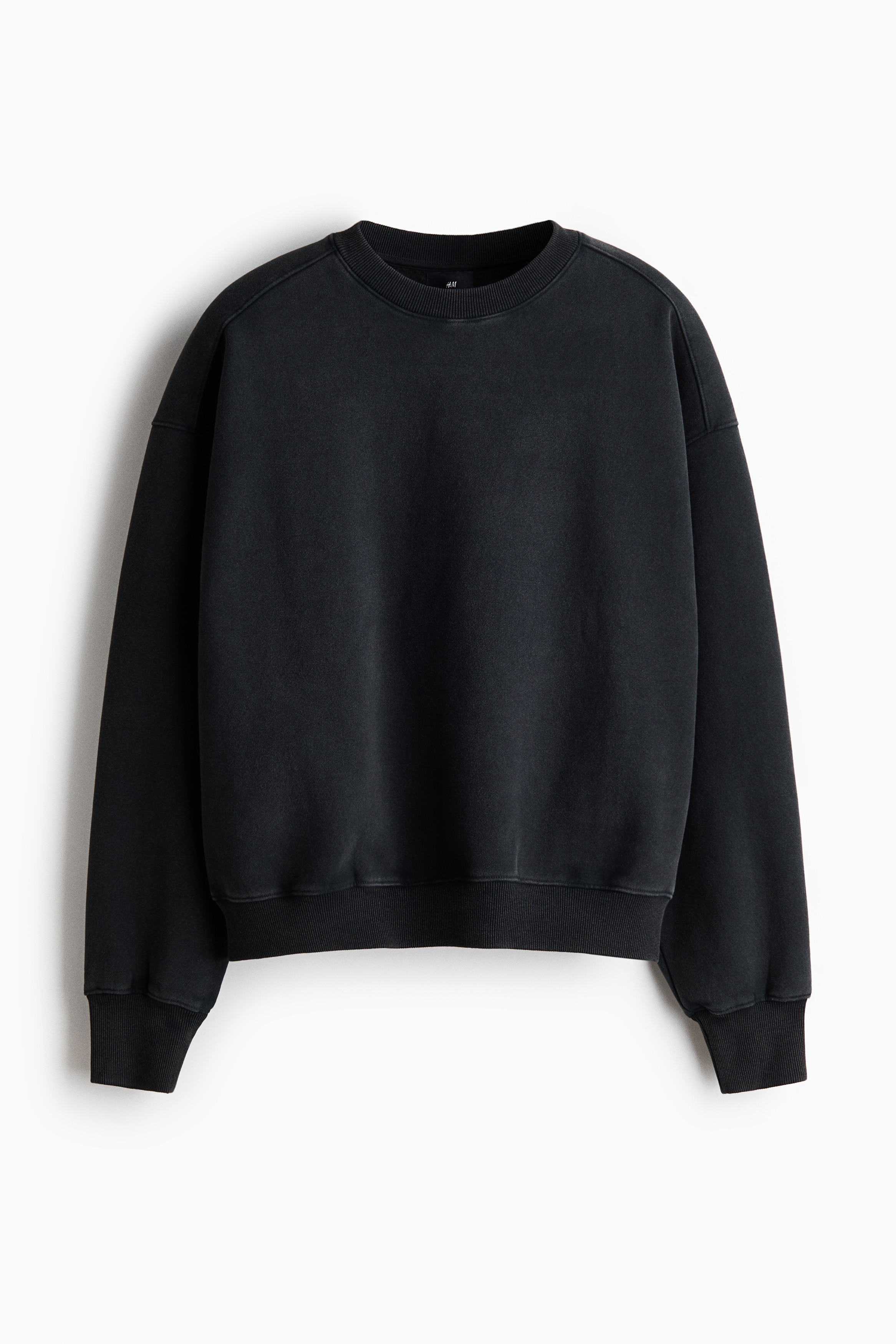 Pamut melegítőfelső Oversized Fit - Koptatott fekete/Vakondszürke
