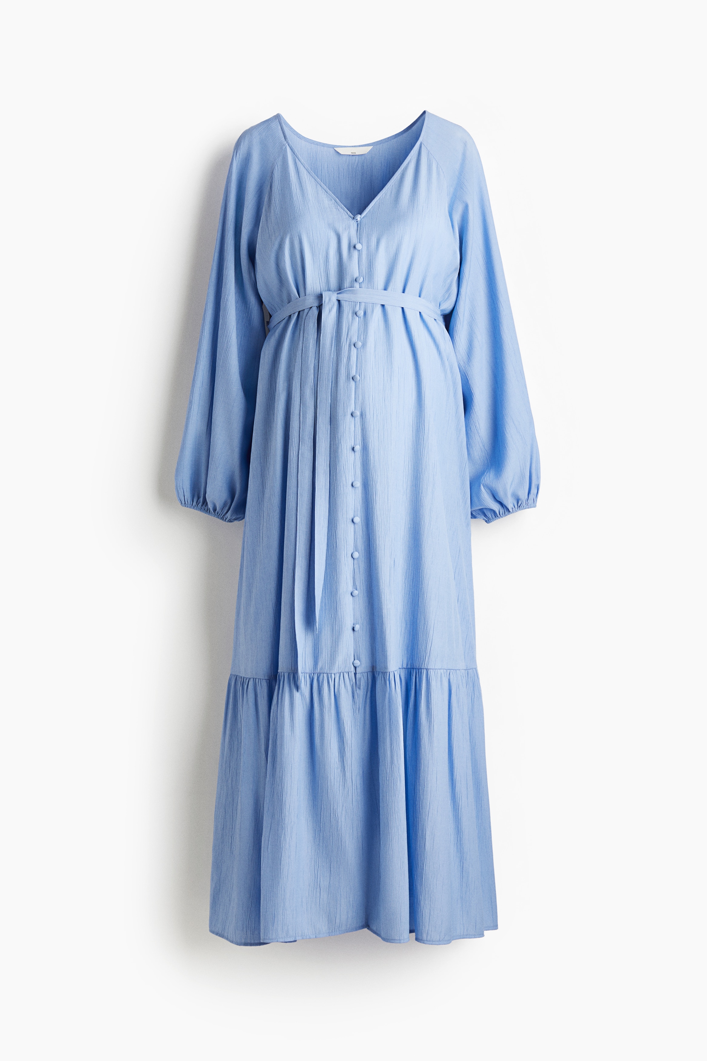 MAMA Vestido com cinto de atar Before & After - Azul claro/Branco/Floral azul/Branco/Padrão