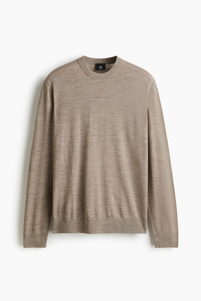 Regular-Fit Merino Wool Sweater - Beige/Dark blue/Black - 1