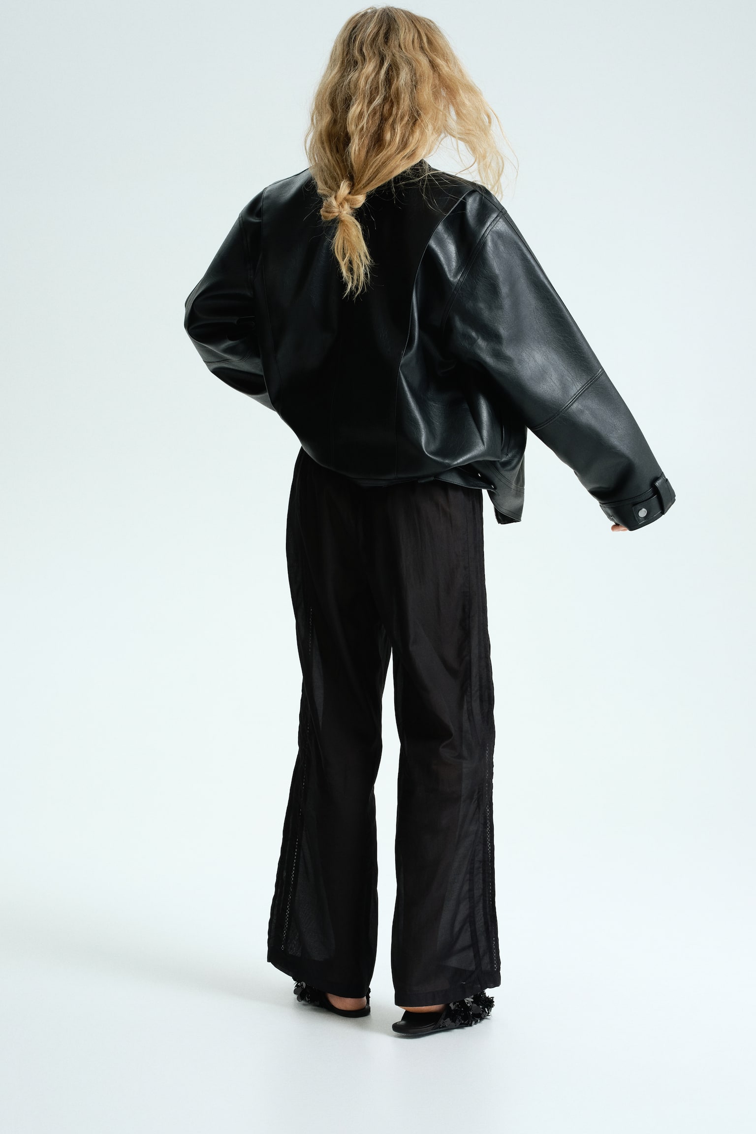 Παντελόνι πιτζάμας με δαντελένια τρέσα - Μαύρο - 3