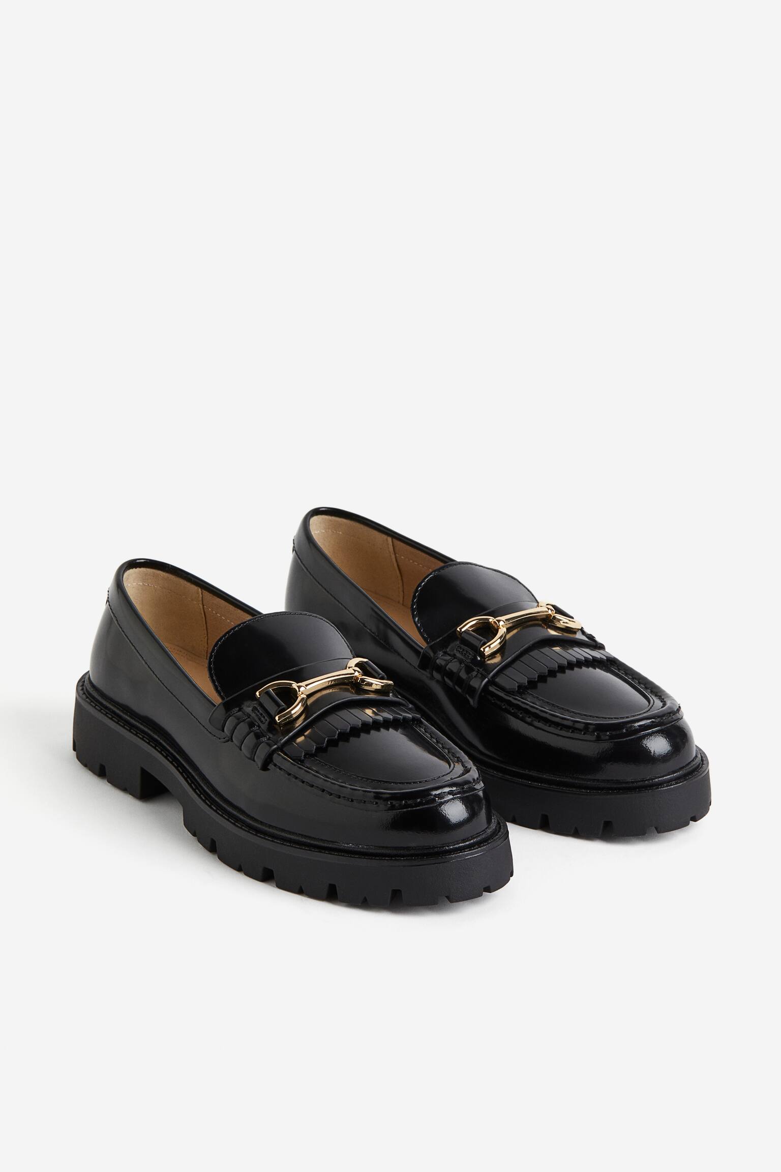 Chunky Leather Loafers - Black - 1