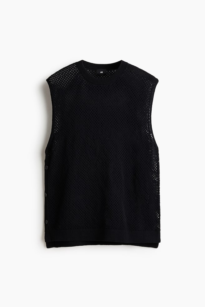 Loose Fit Knitted vest top - Black/Mint green - 1