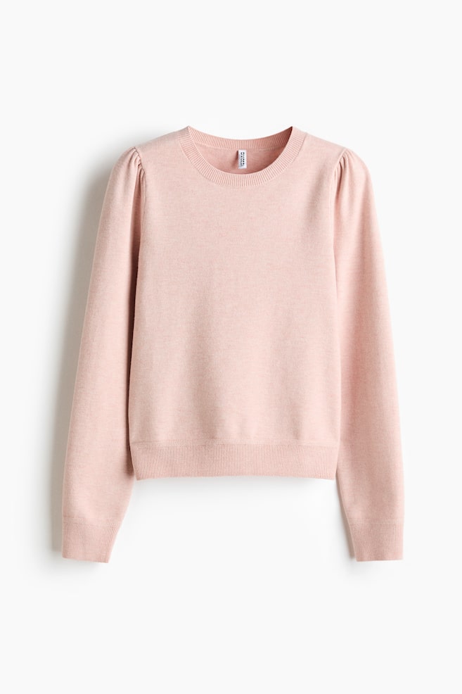 Pullover mit Puffärmeln - Helles Korallenrosa/Marineblau/Dunkelbeige/Hellbeige - 1