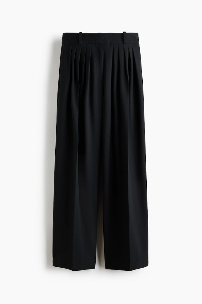 Weite Bundfaltenhose - Schwarz/Dunkelbraun - 1