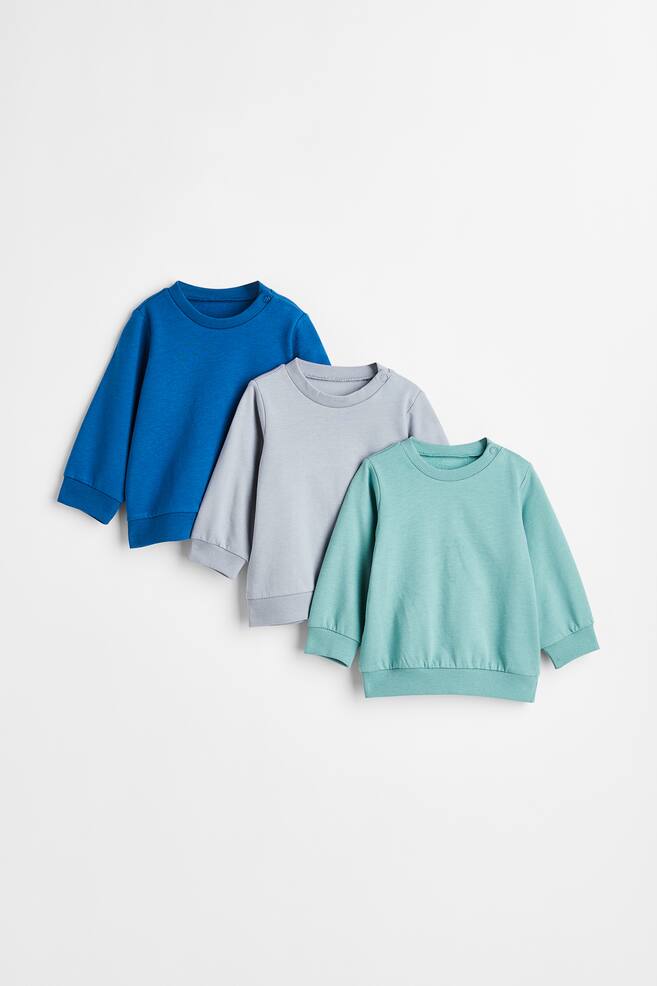 3-pack cotton sweatshirts - Turquoise/Blue/Grey/Light grey marl/Dark grey/Khaki green/Black/Mint green/Light beige