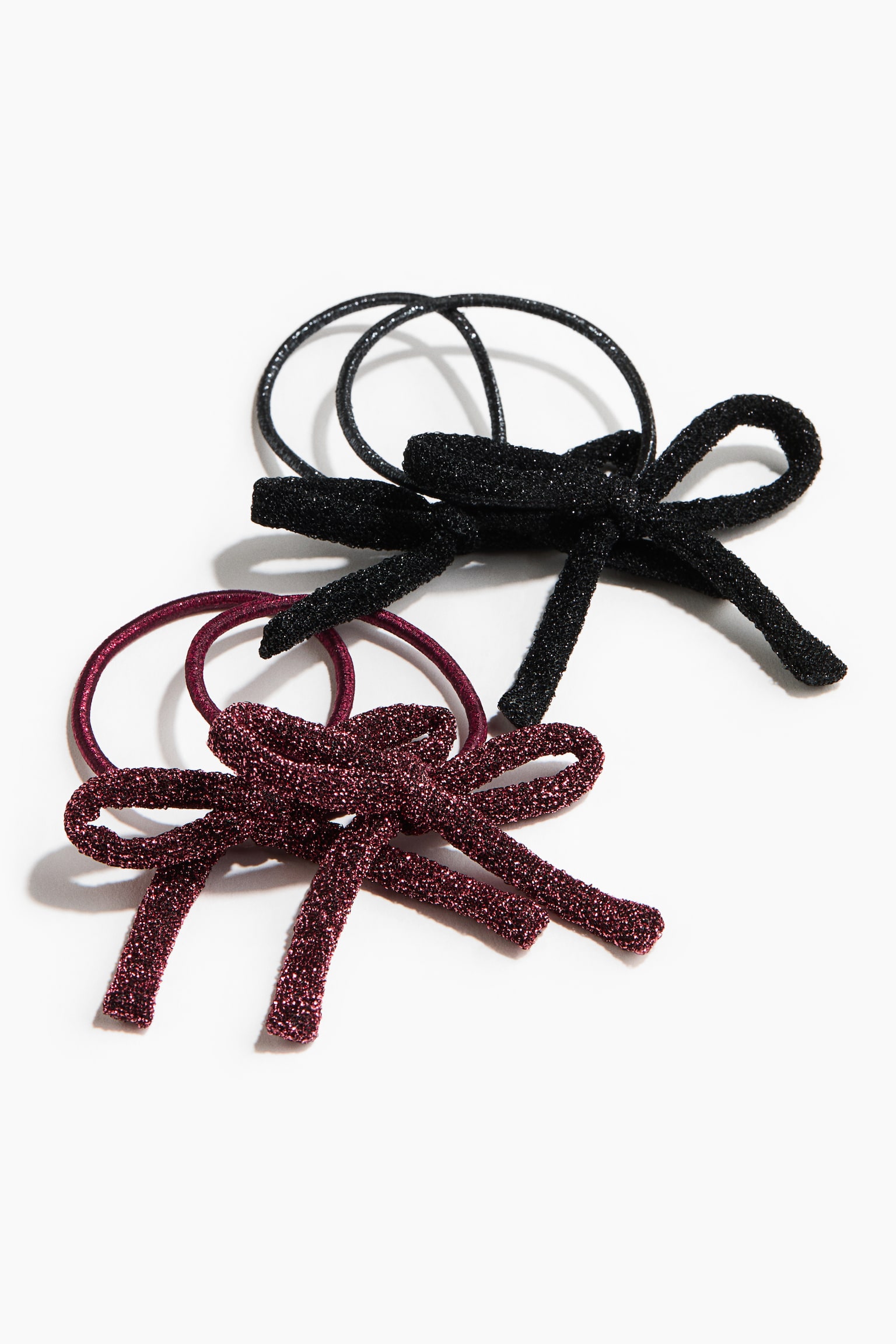 4-pack bow-detail hair elastics - Black/Dark red/Pink/Silver-coloured/Silver-coloured/Black/Gold-coloured/Black - 2