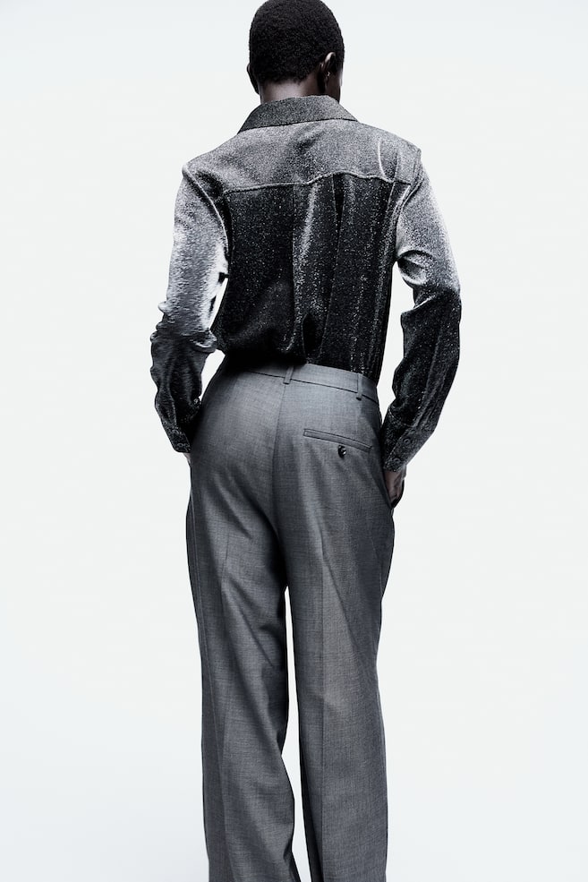 Wide twill trousers - Dark grey/Black/Black/Pinstriped - 5
