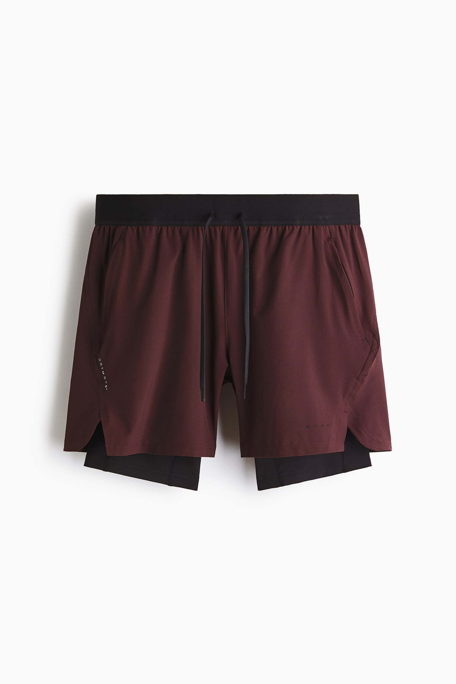 Double-layered sports shorts with DryMove™ - Burgundy/Dark grey