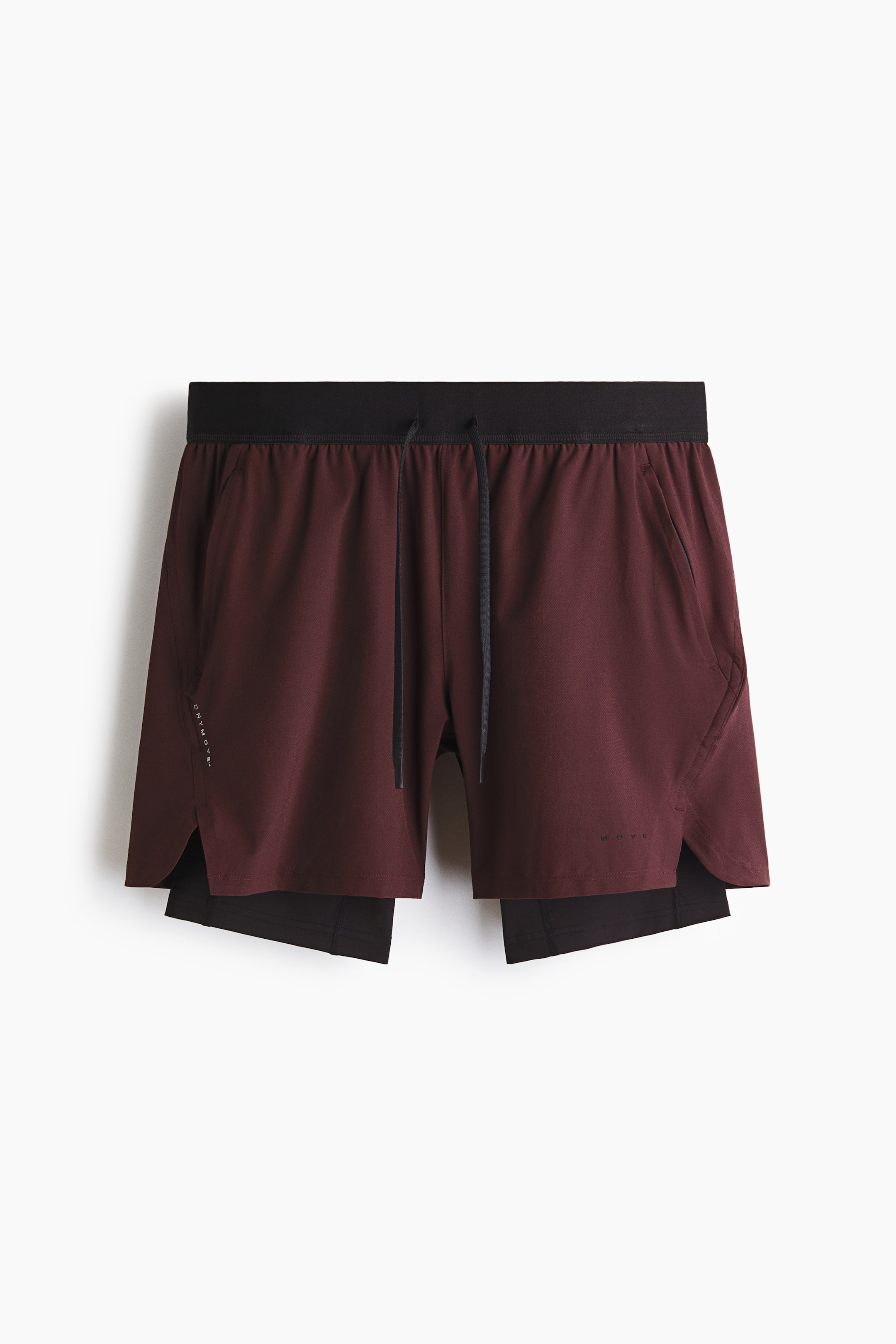 View larger image: Double-layered sports shorts with DryMove™ - Burgundy - Men | H&M IN 1
