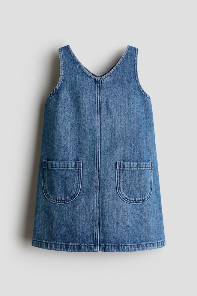 Vestido pinafore em ganga - Azul denim - 1