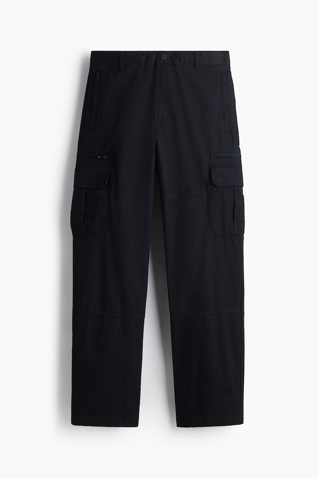 Regular-Fit Twill Cargo Pants - Black - 1