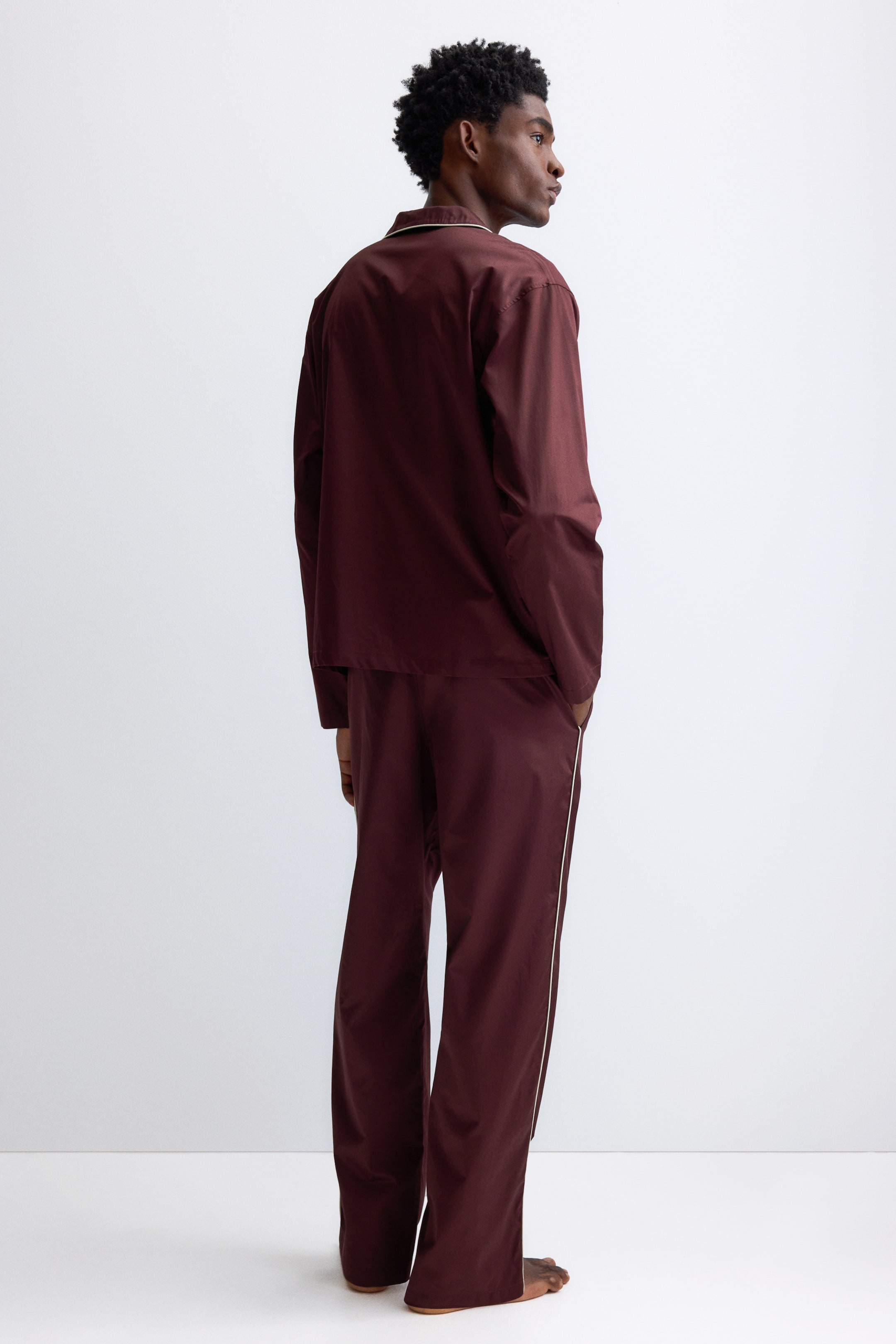 View larger image: Cotton pyjama shirt and bottoms - Burgundy - Men | H&M IN 6