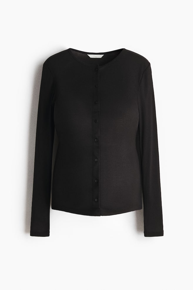 MAMA Finstrikket topp med knapper - Sort - 1