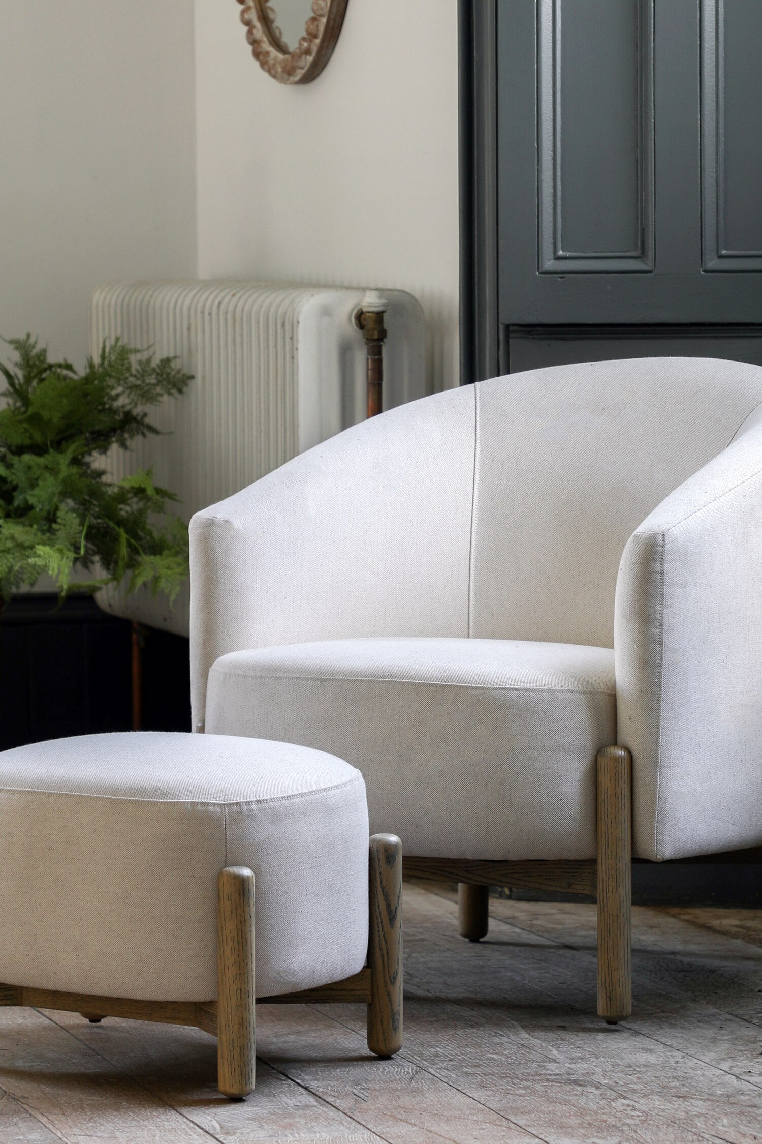 Upholstered Footstool - Cream