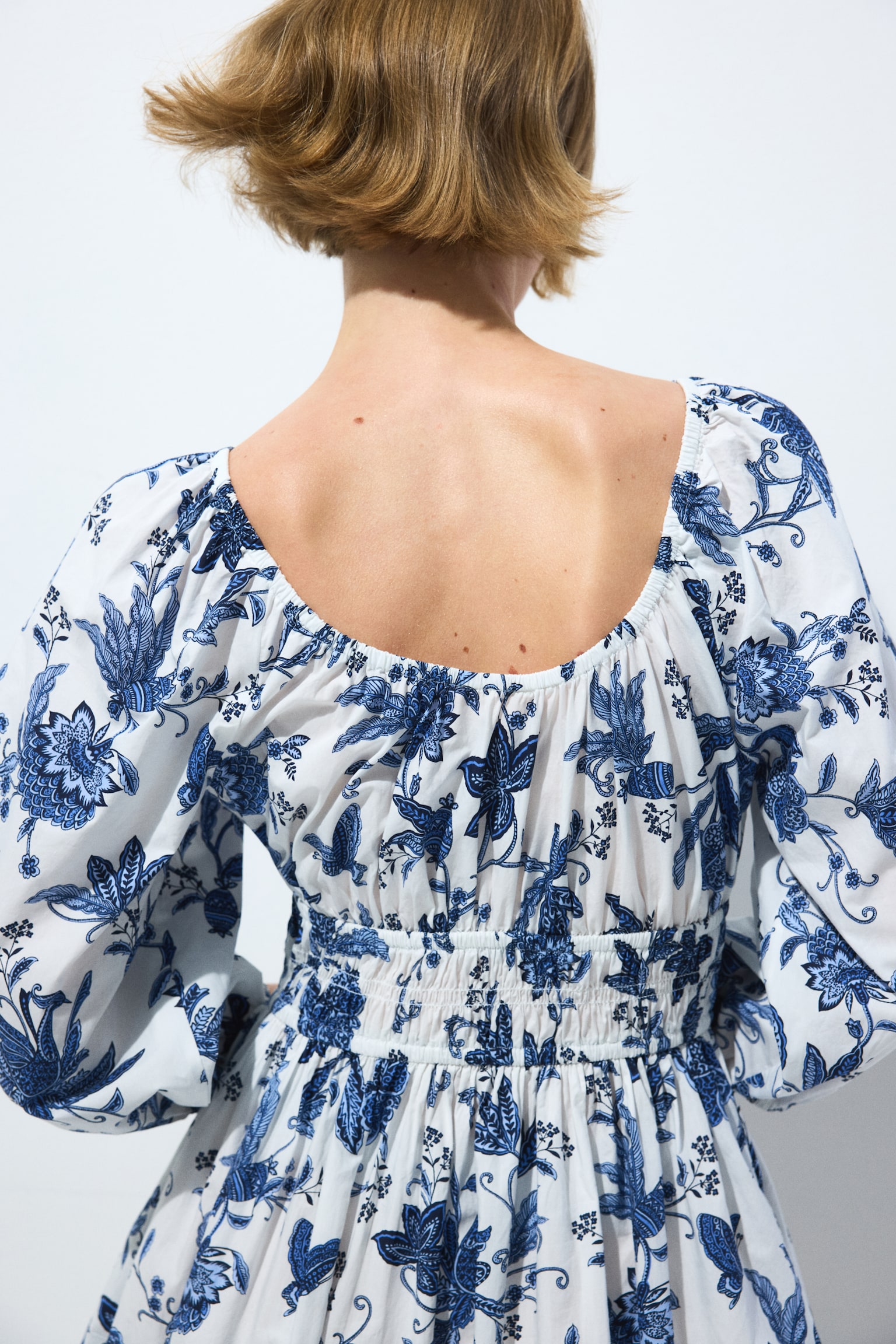 Flared-skirt cotton dress - White/Floral/White/Floral/Green/Patterned - 4