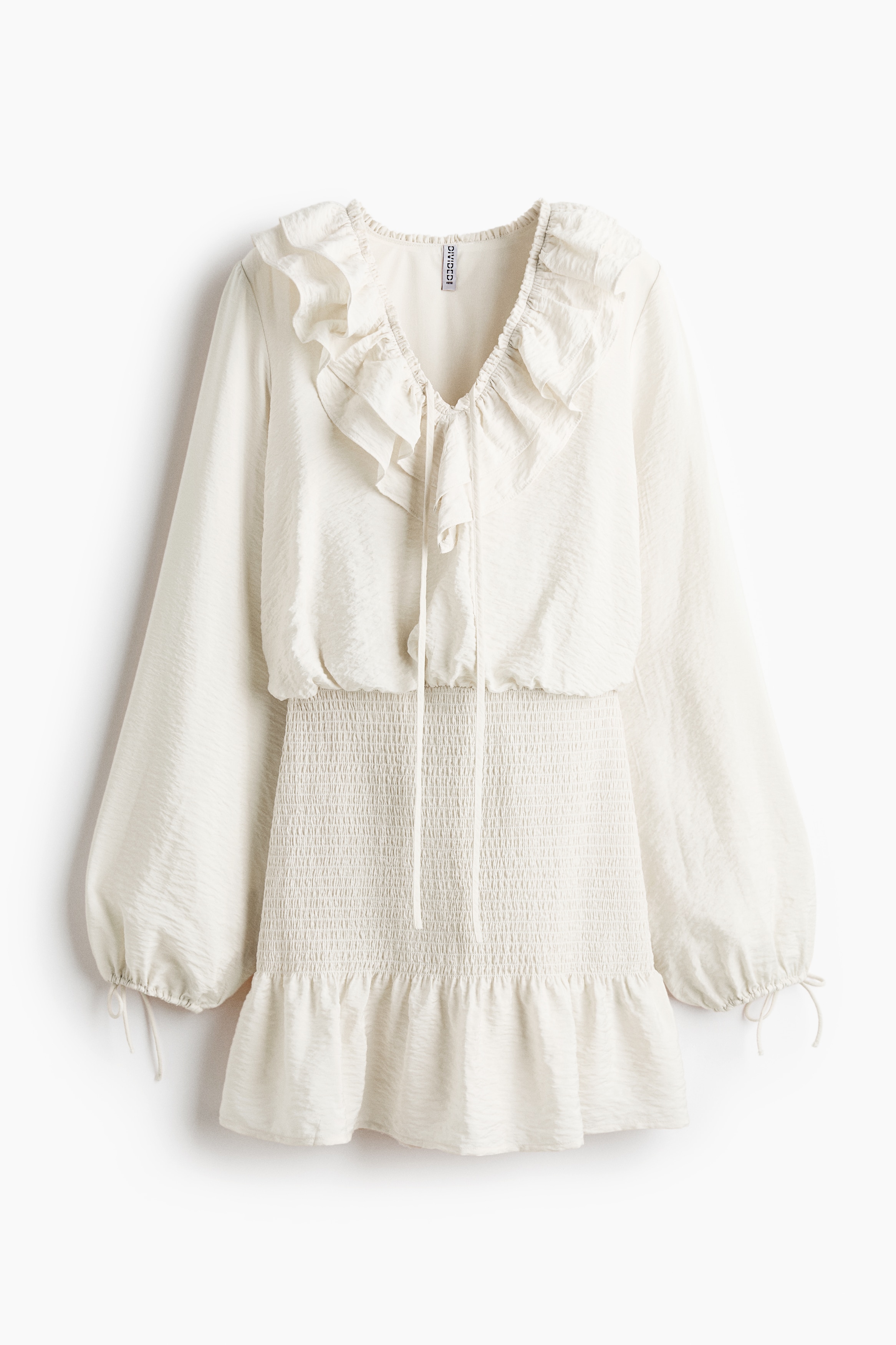 Flounced crêpe dress - Light beige