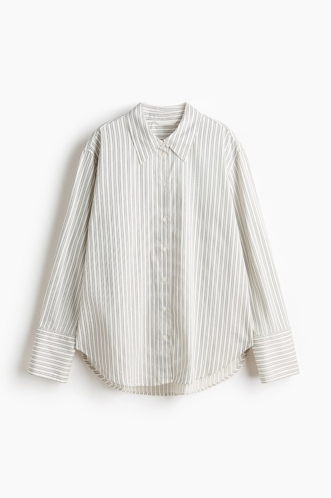 Cotton Poplin Shirt - Cream/striped - 1