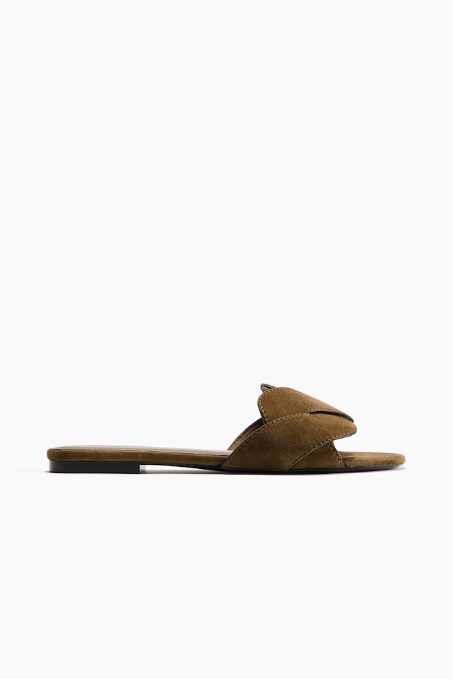 Sandales en cuir - Vert kaki foncé/Bleu ancien clair/Taupe clair/Marron - 3