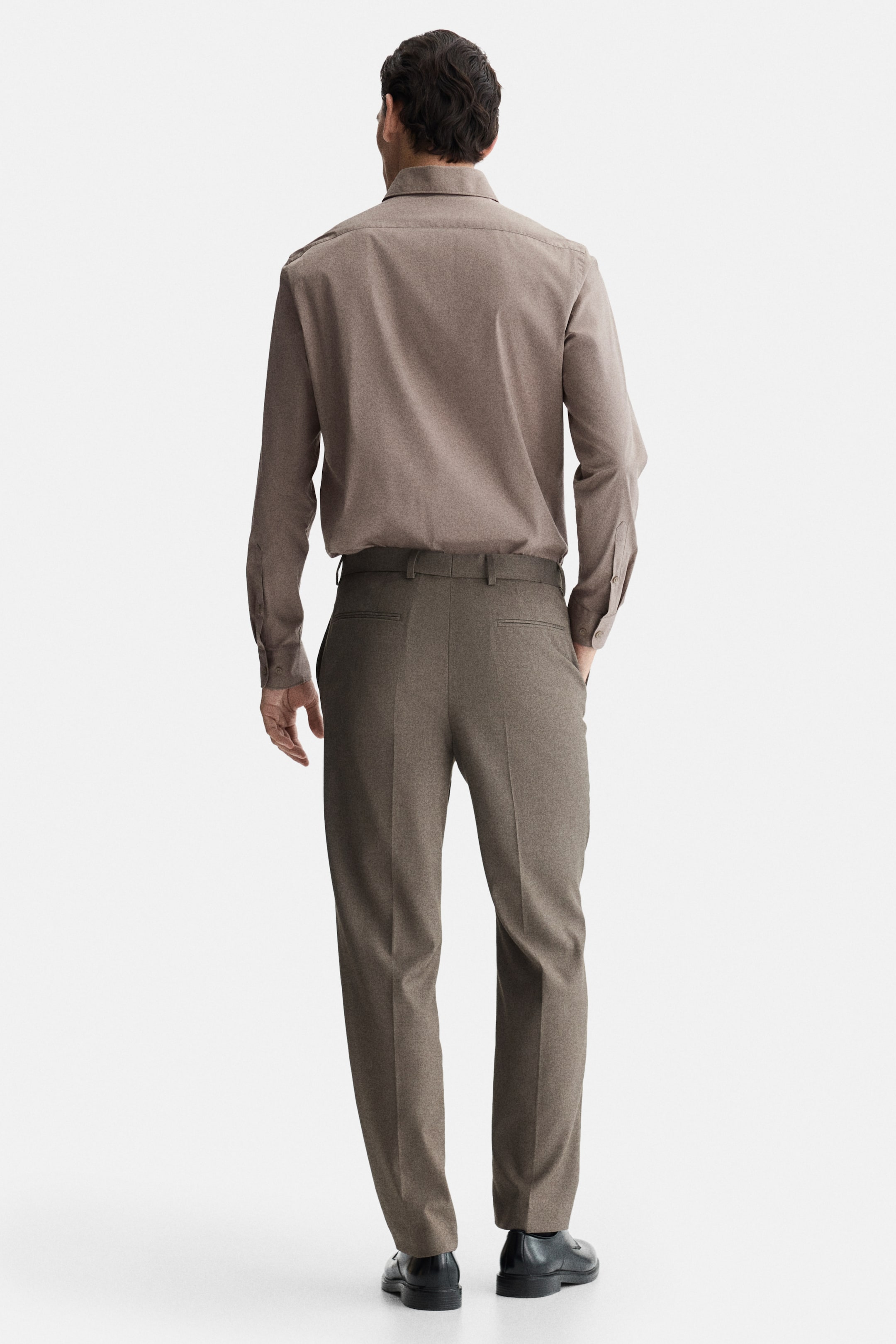 View larger image: Slim-Fit Stretch Shirt - Dark beige - Men | H&M US 5