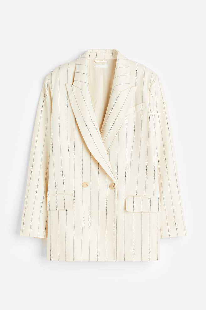 Linen-blend blazer - White/Striped - 1