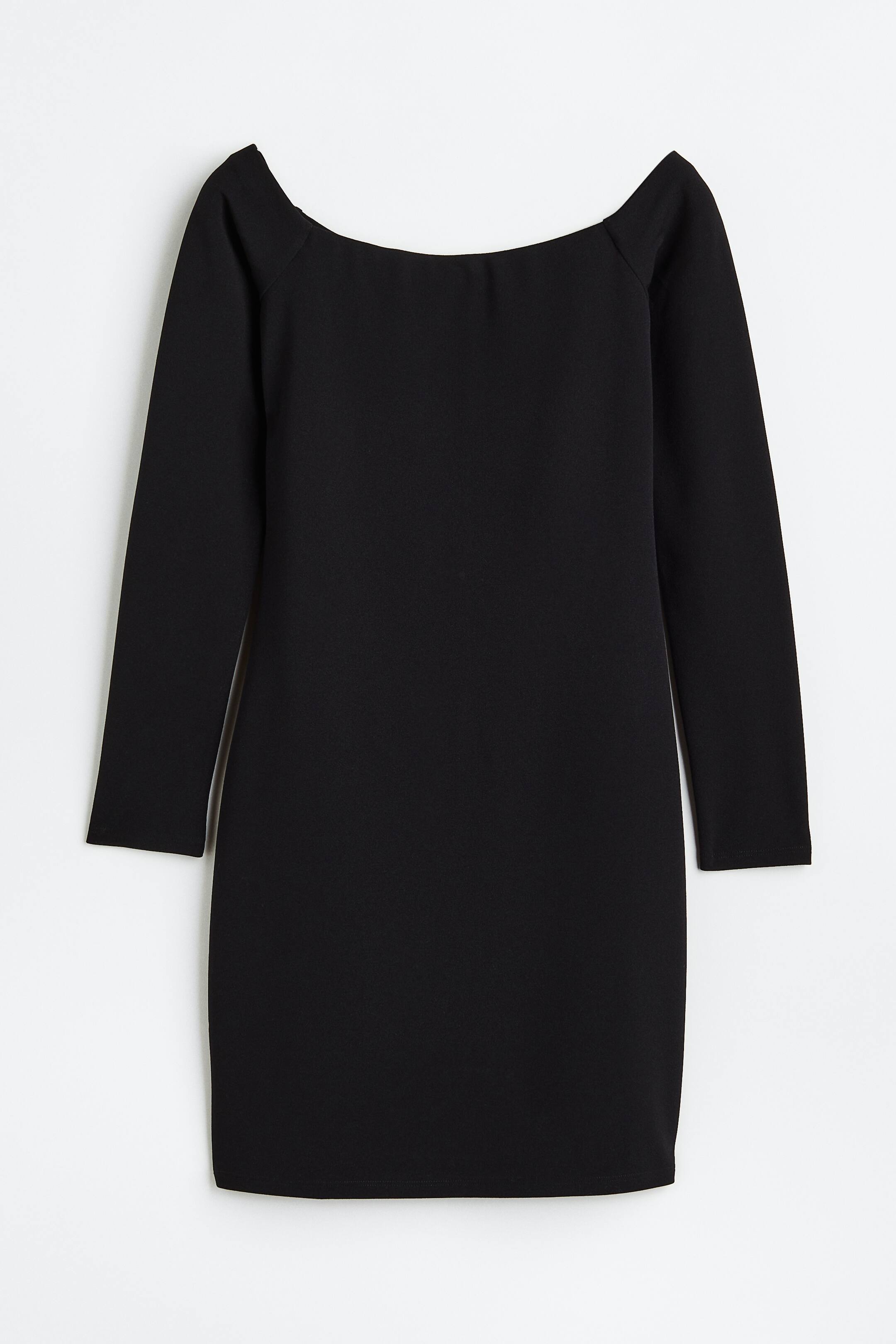 Off shoulderkjole i jersey Langærmet Kort Sort DAME H&M DK