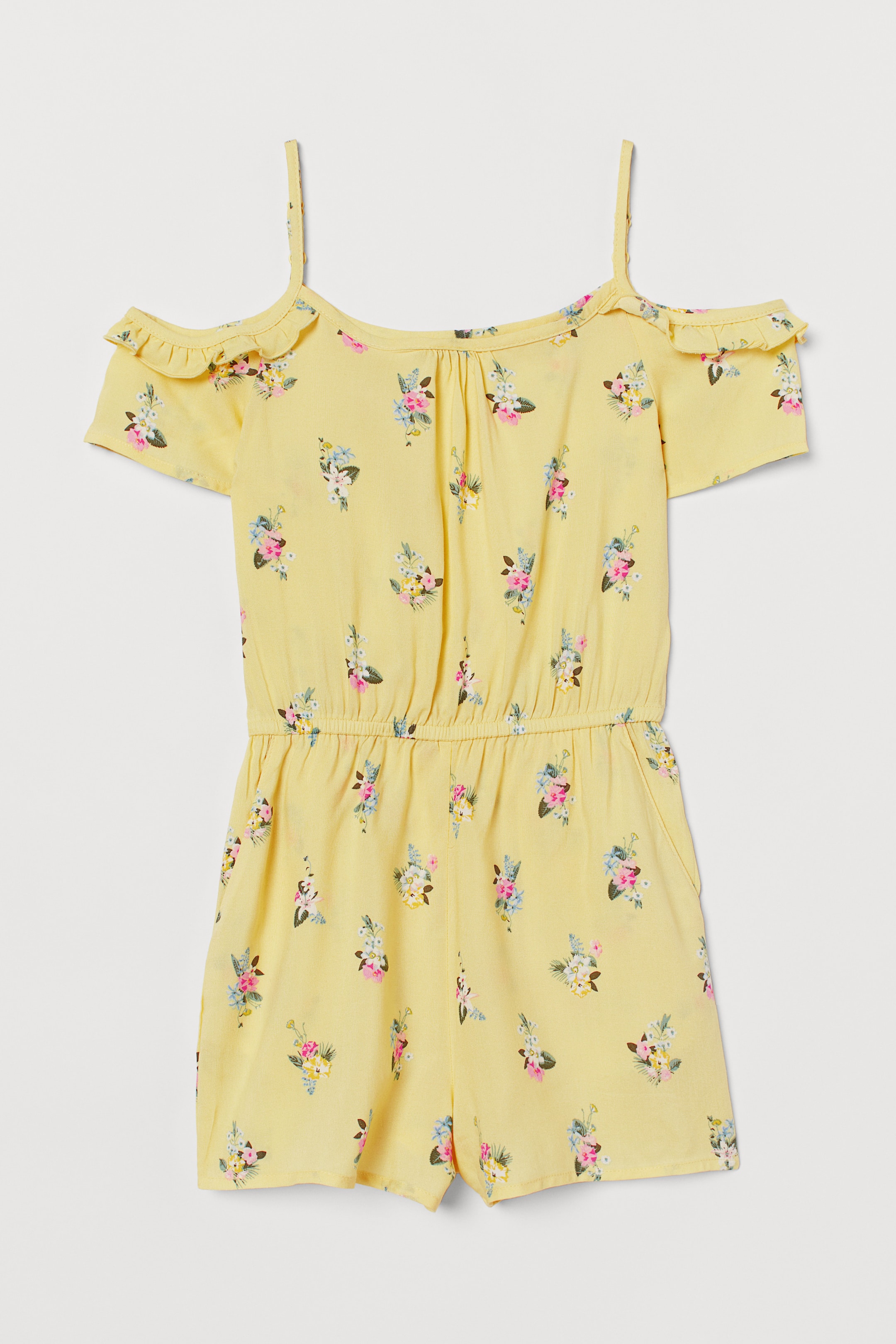 Größeres Bild ansehen: Cold-Shoulder-Jumpsuit - Hellgelb/Geblümt - Kids | H&M DE 1