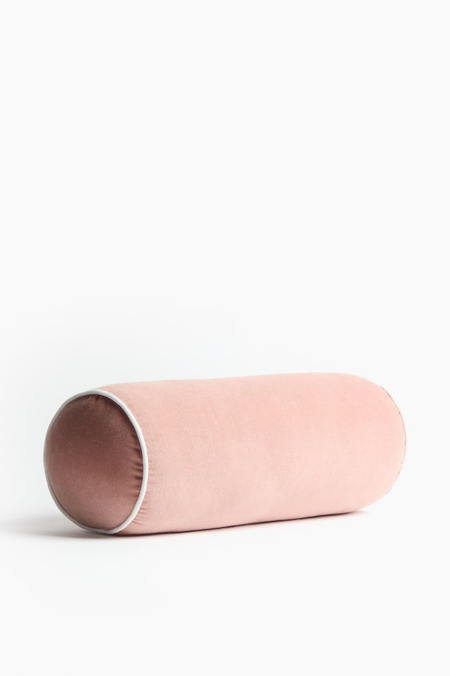 Nackenrolle aus Samt - Helles Mattrosa/Hellbeige/Schwarz - 1