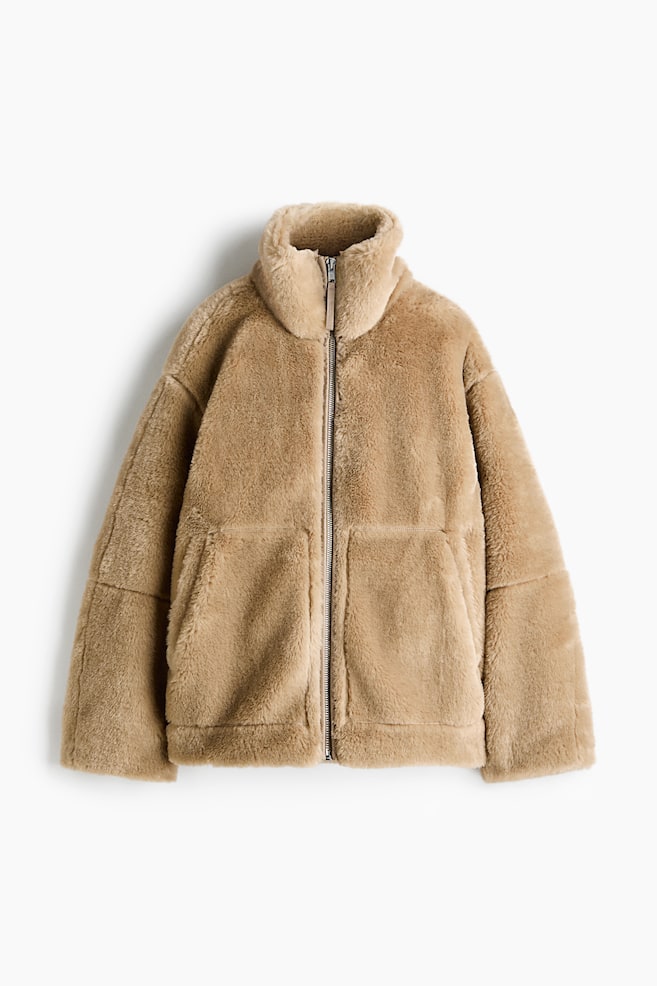 Oversized jacket - Beige/Dark beige/Dark brown - 1