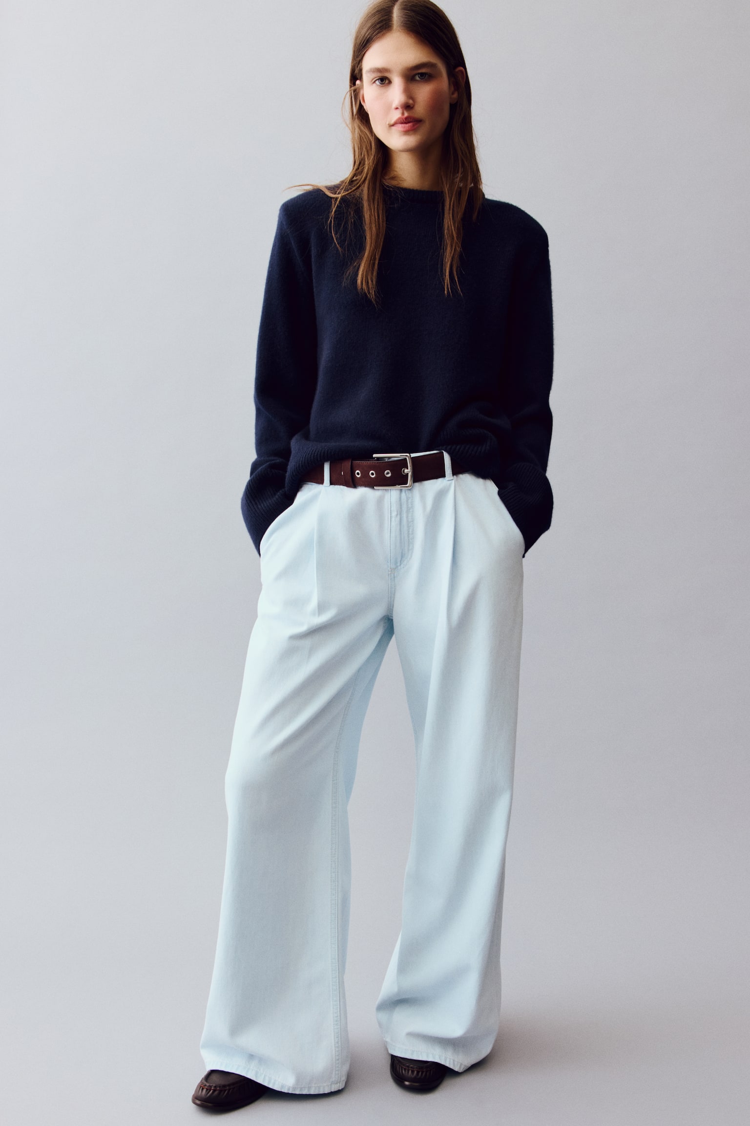 Loose Fit Wide Regular Jeans - Light blue/Dark denim blue/Denim blue - 1