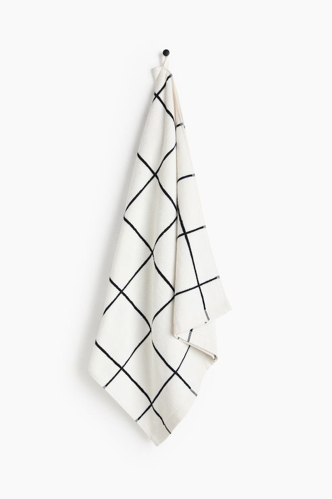 Grid-patterned bath towel - White/Grid pattern/Dusty blue/Checked/Dusty pink/Checked/Light greige/Checked/Khaki beige/Checked - 1