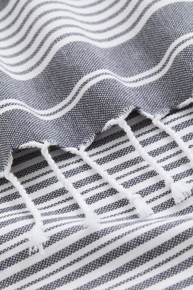 Strandhåndklæde i bomuld - Antracitgrå/Hvidstribet/Beige/Stribet - 2