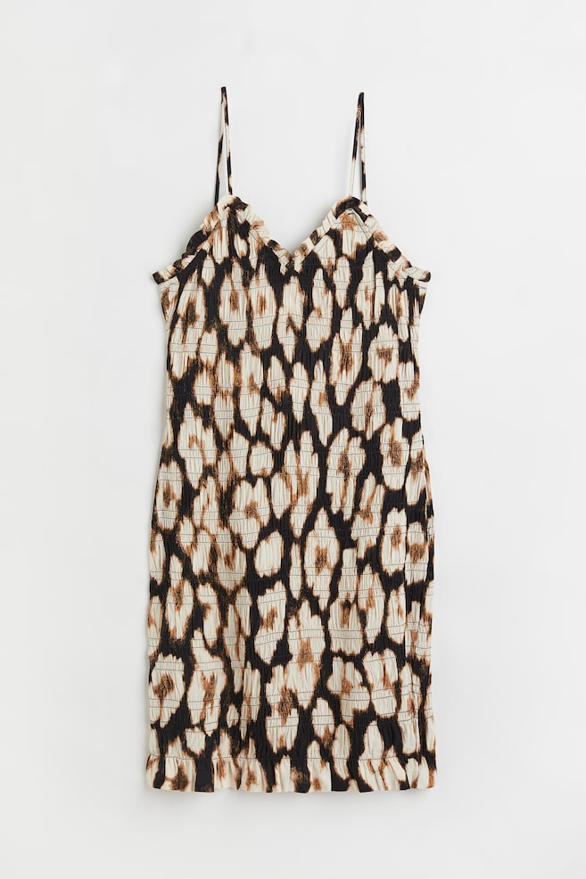 Gesmoktes Kleid - Schwarz/Leopardenmuster - 1