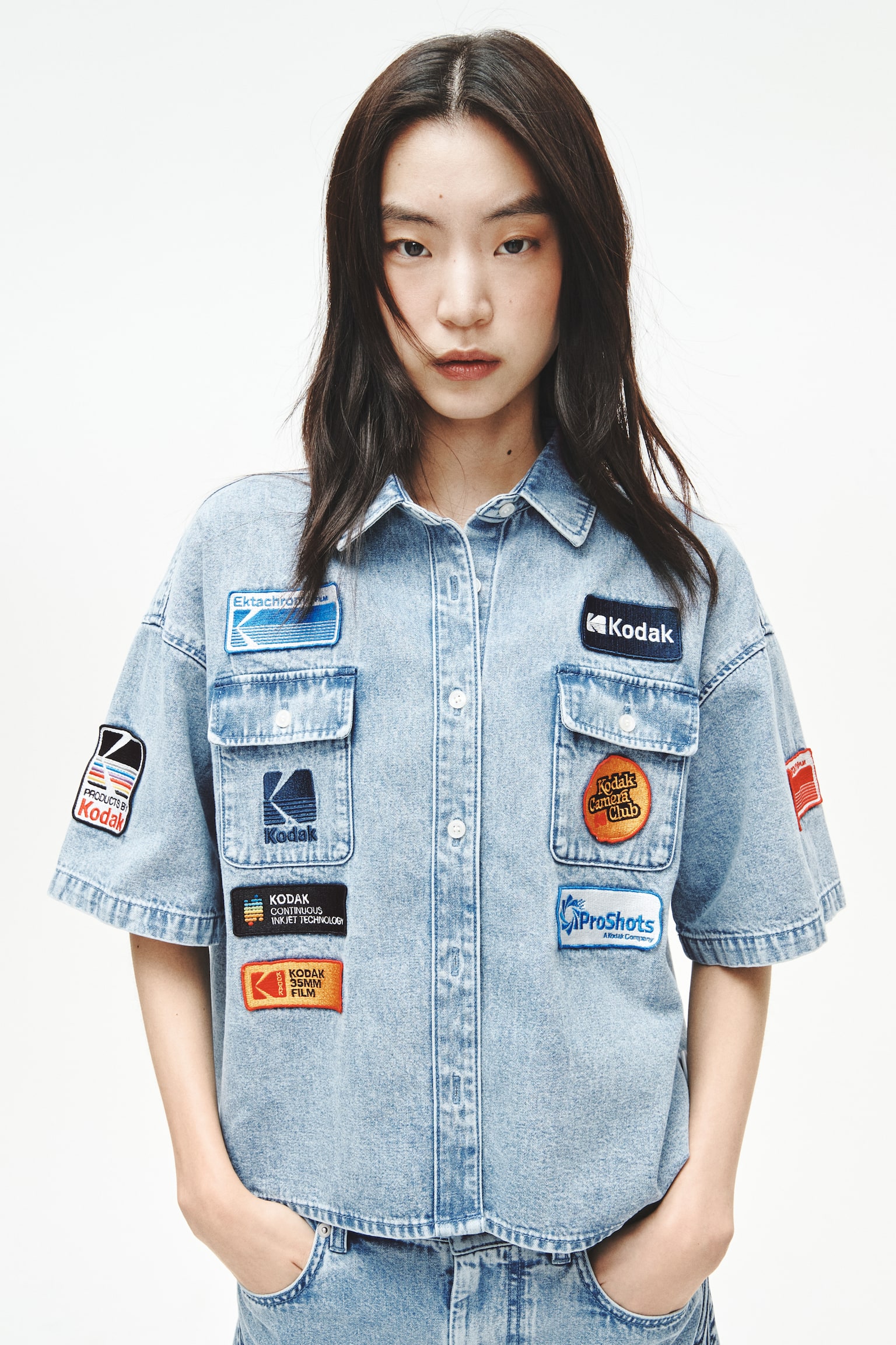 Appliquéd utility shirt - 8