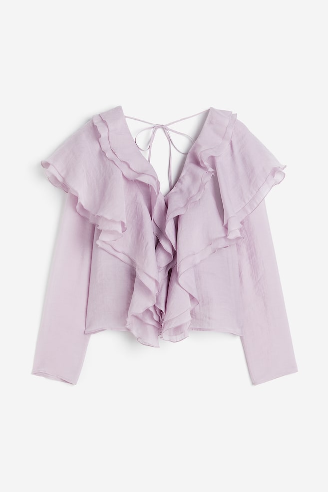 Lyocell-blend flounced blouse - Lilac/White - 2