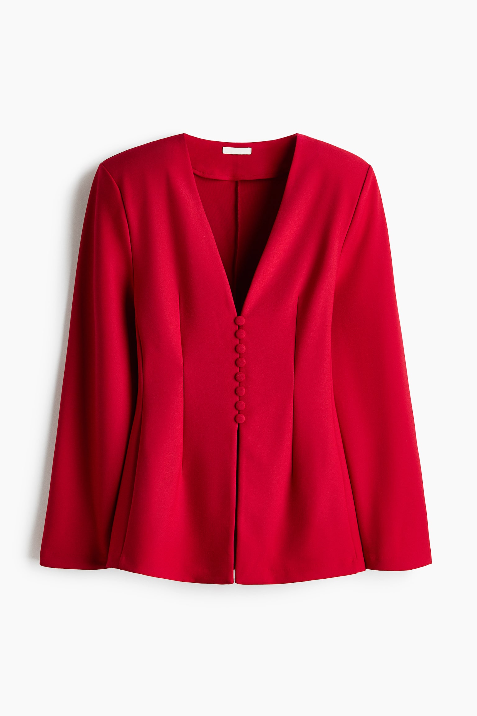 Collarless hourglass blazer - Red/Black - 2