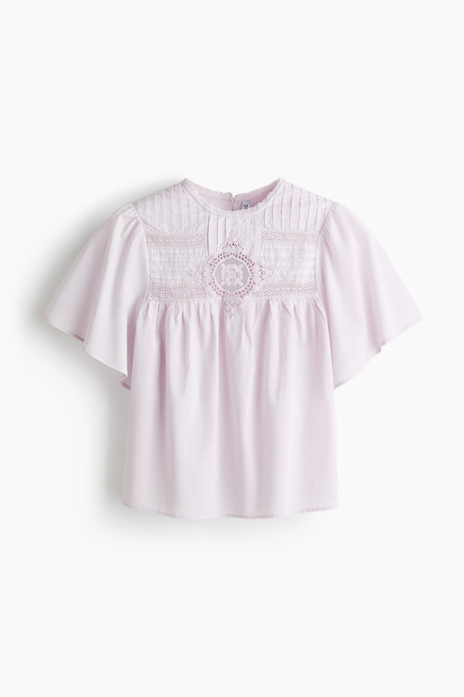 Broderie-anglaise cotton blouse - Light purple/White - 2