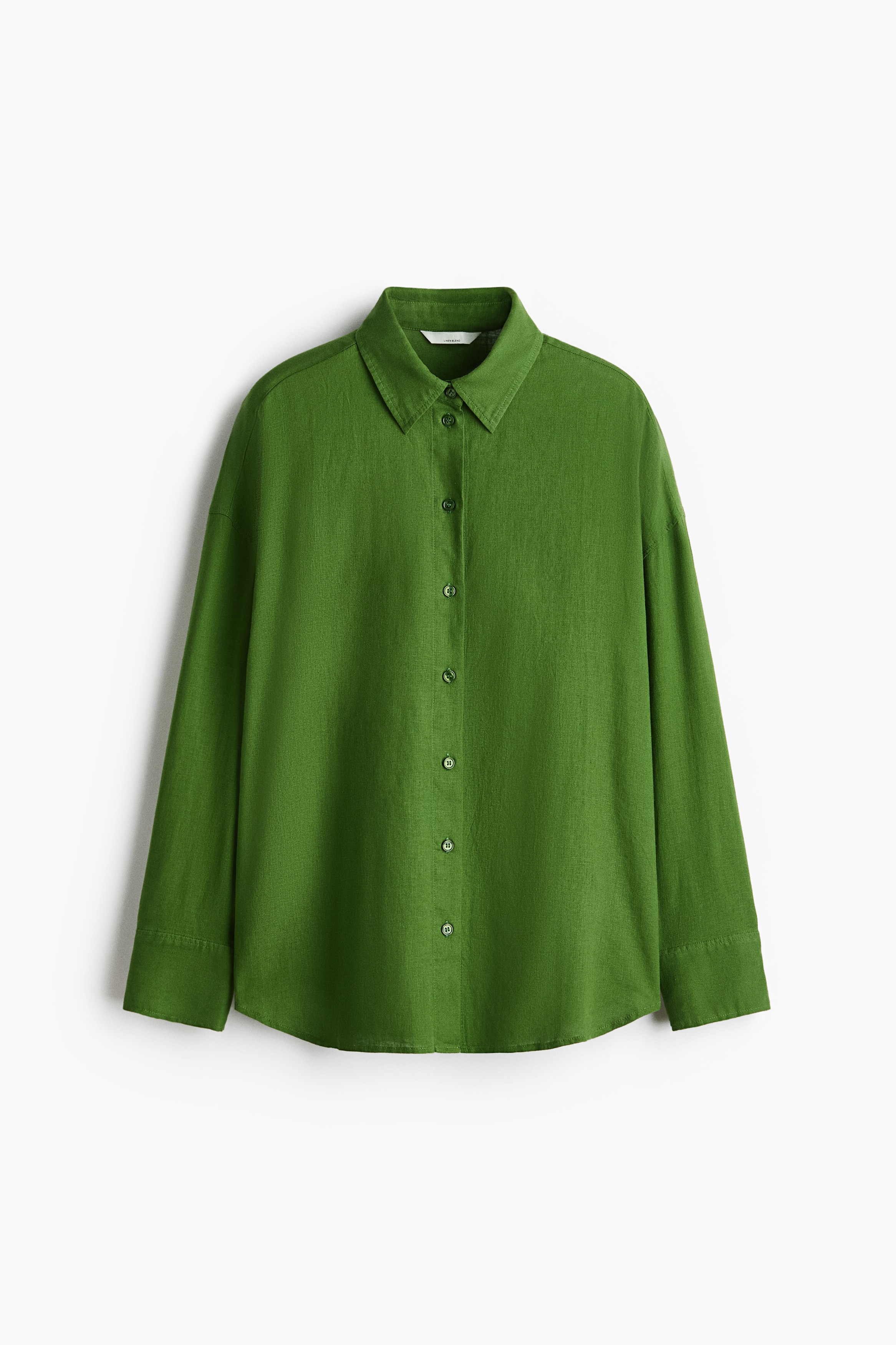 Oversized Linen-Blend Shirt - Green/Blue/Light pink/Blue/striped
