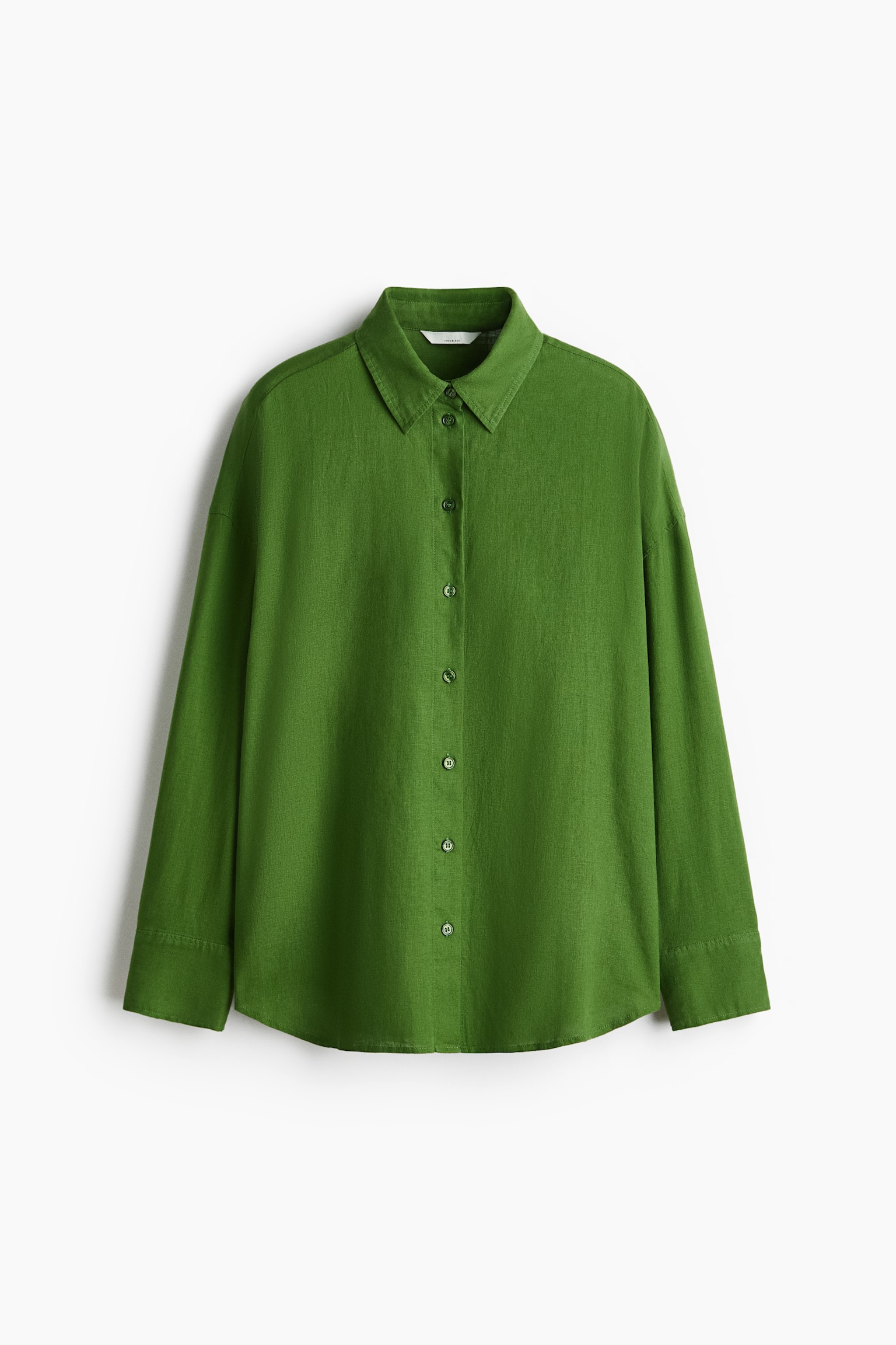Oversized linen-blend shirt - Green/Blue/Blue/Striped/Light pink