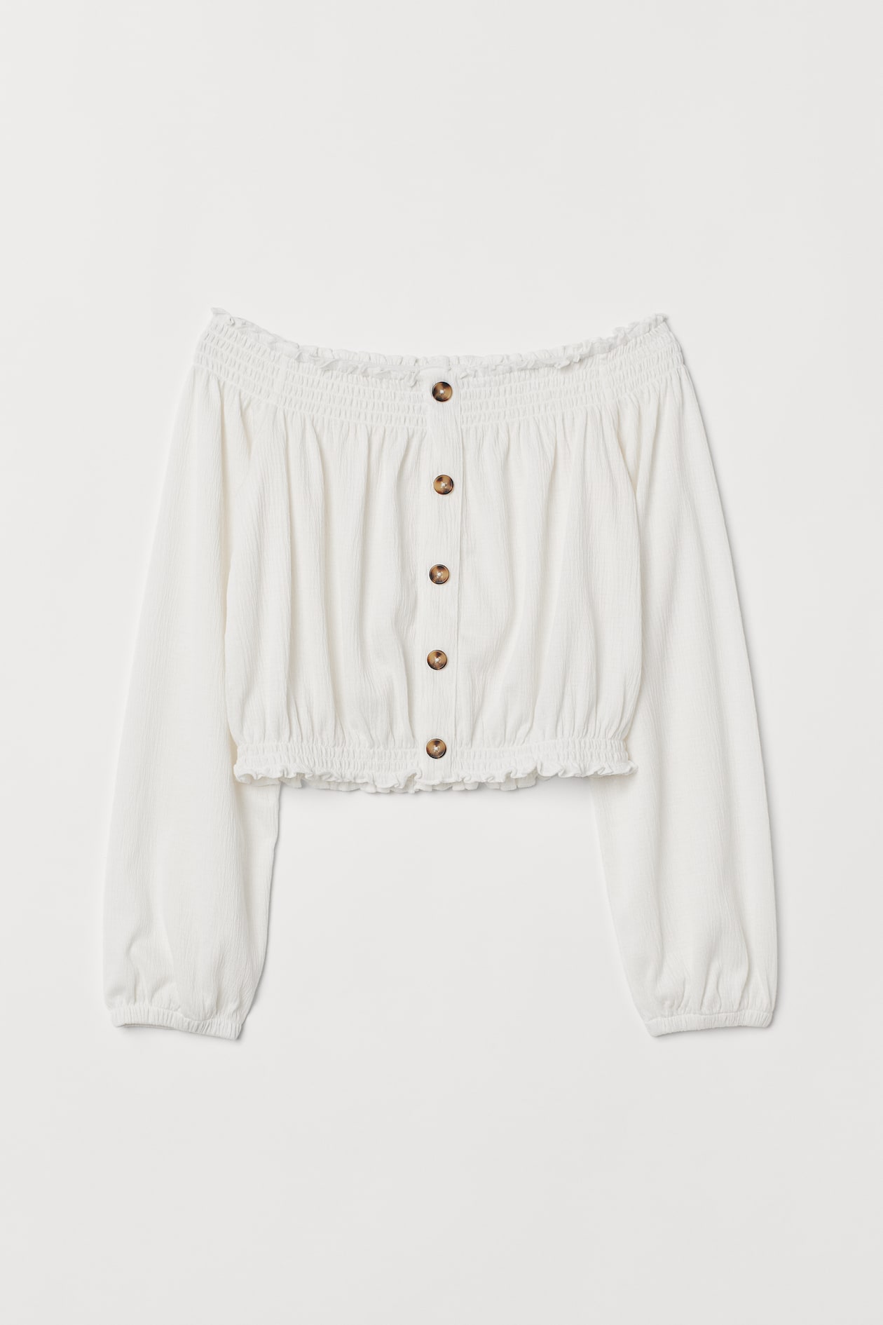 Off-the-shoulder top - Long sleeve - Short - Cream - Ladies | H&M GB