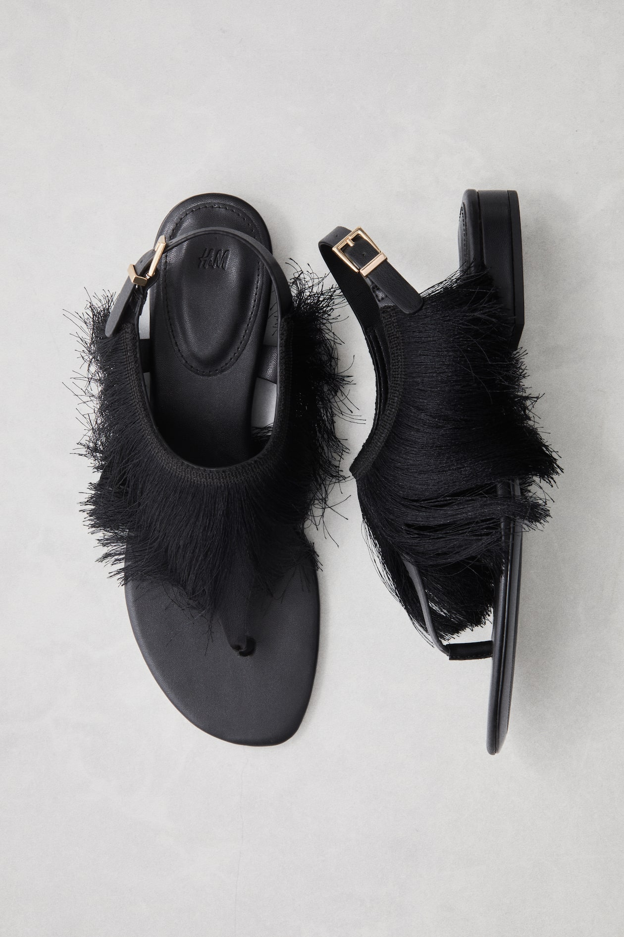 Fringe Trimmed Sandals Black Ladies H M US fringe-trimmed-sandals-black-ladies-h-m-us