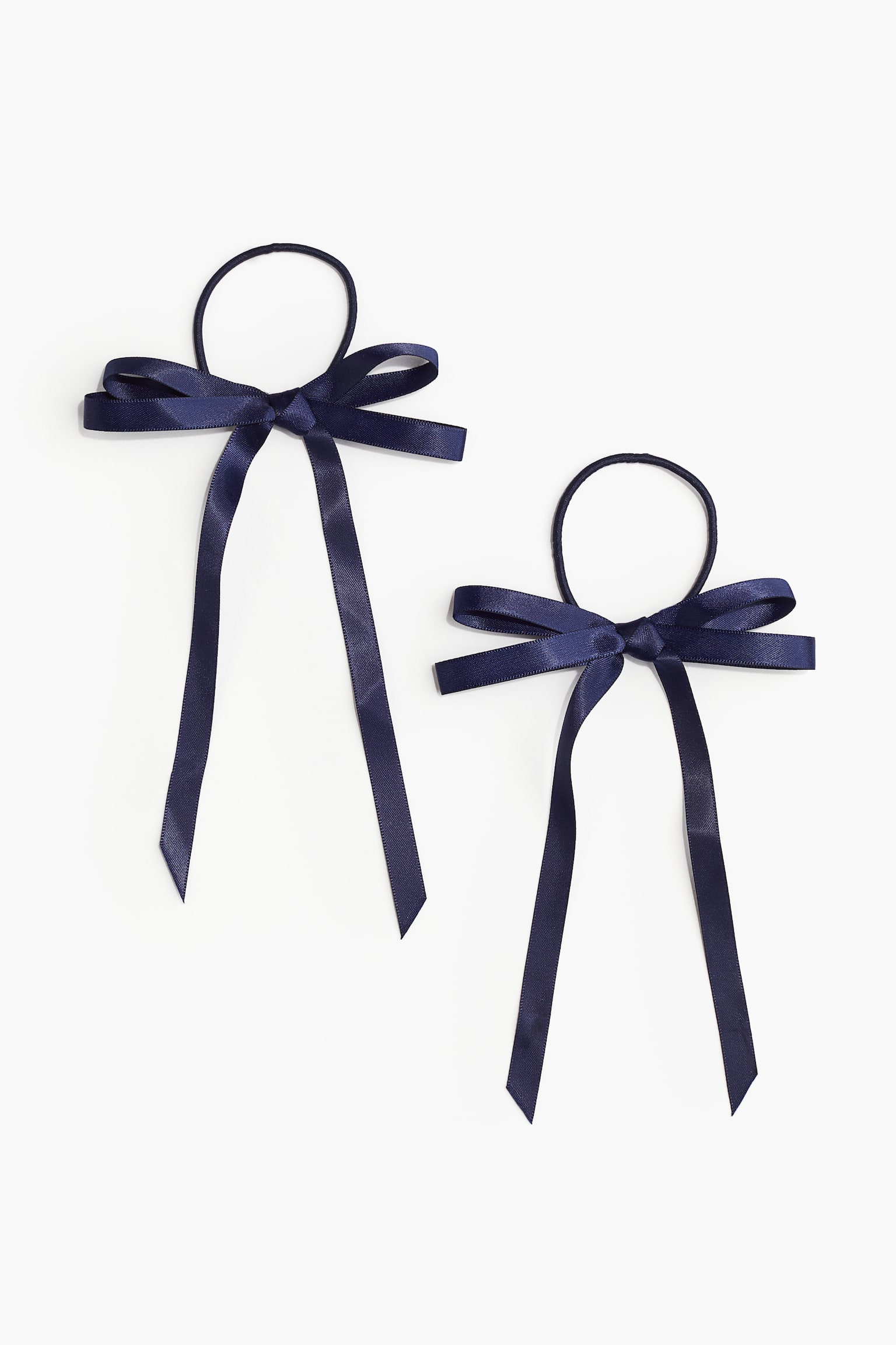 2-pack Bow Detail Hair Elastics - Navy blue/White/Black/Pale yellow/Dark brown/Powder pink/White/Black - 1