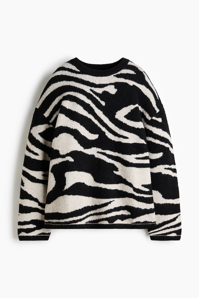 Suéter en tejido jacquard - Negro/Diseño de cebra - 1